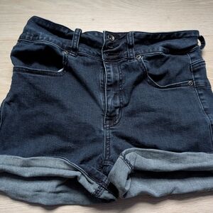 Dark Denim High-Waisted Shorts